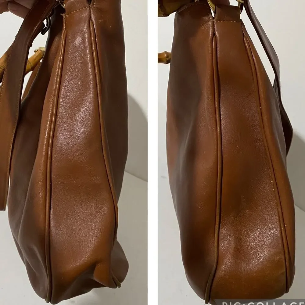 Gucci Vintage Hobo Hand Bag Purse Bamboo Brown Tan Calf leather Diana Tote - Picture 11 of 16